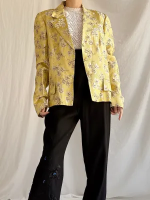 Vintage Chartreuse Silk Blazer - S/M