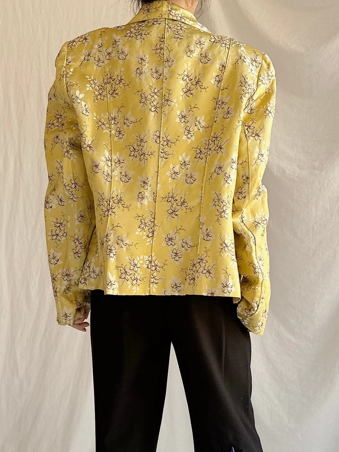 Vintage Chartreuse Silk Blazer - S/M