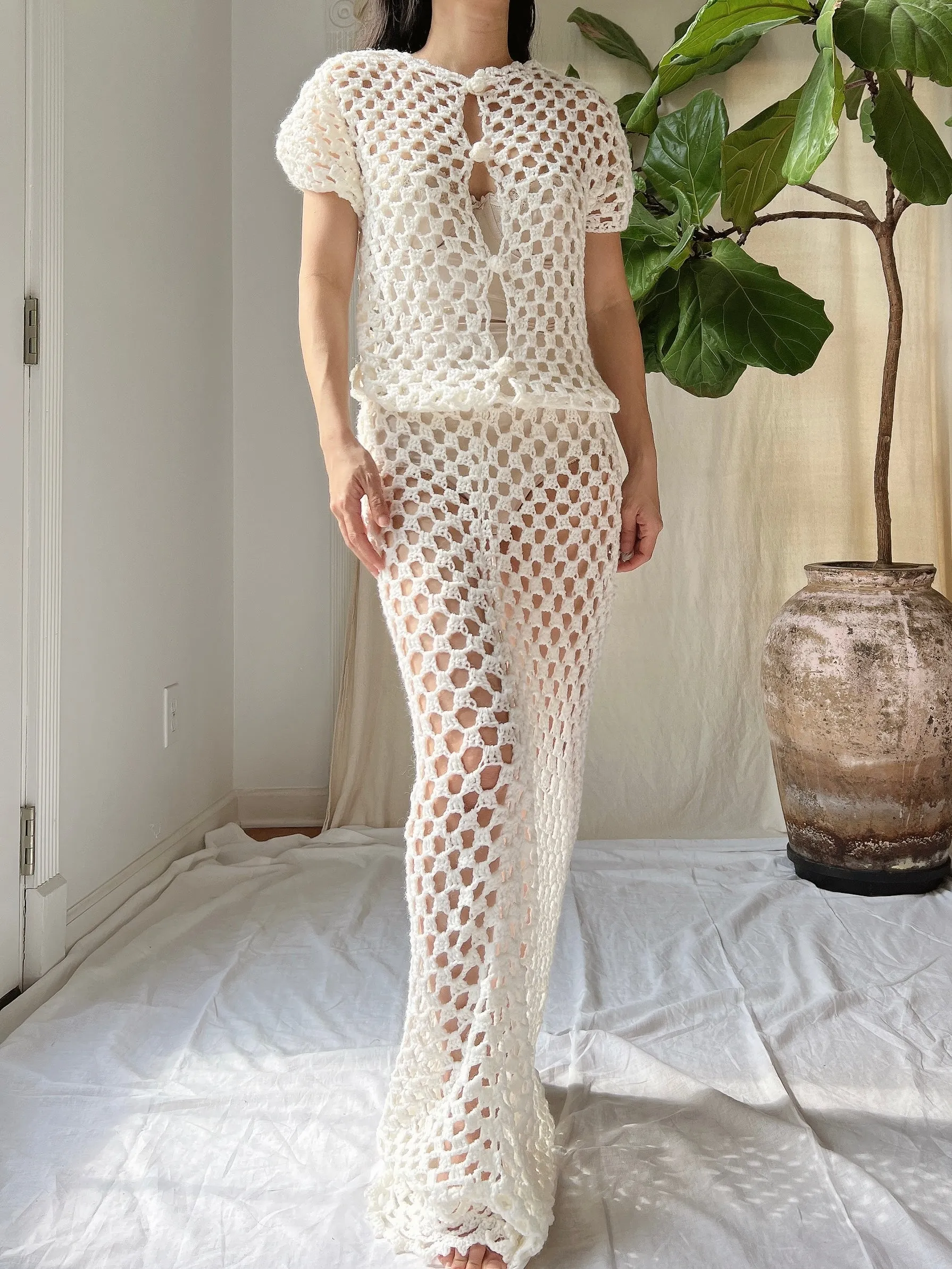 Vintage Crochet Dress - S-M