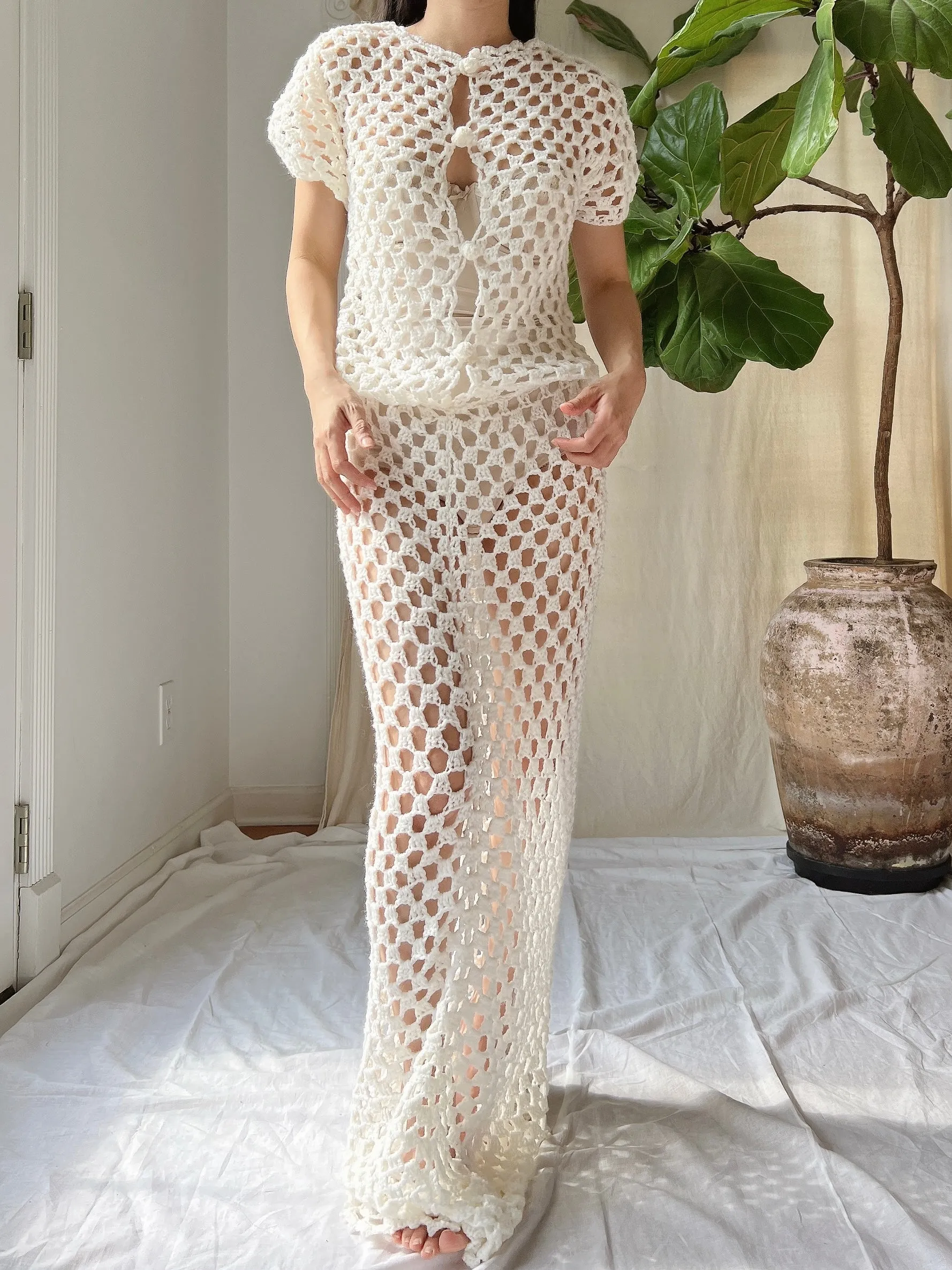 Vintage Crochet Dress - S-M