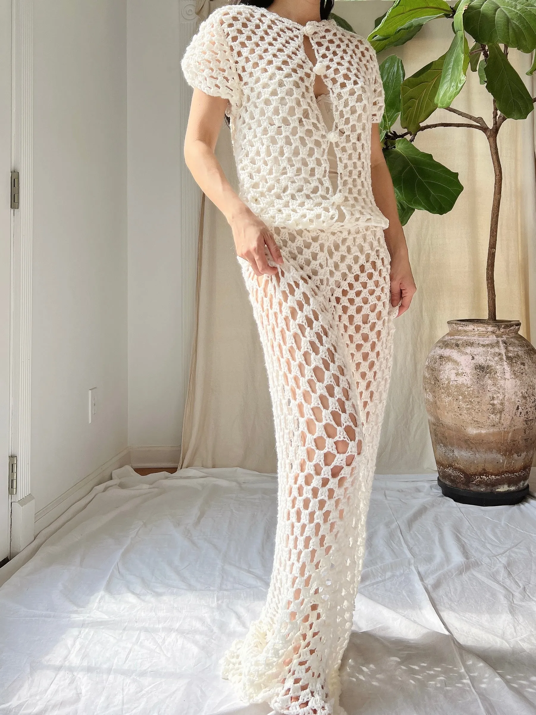 Vintage Crochet Dress - S-M