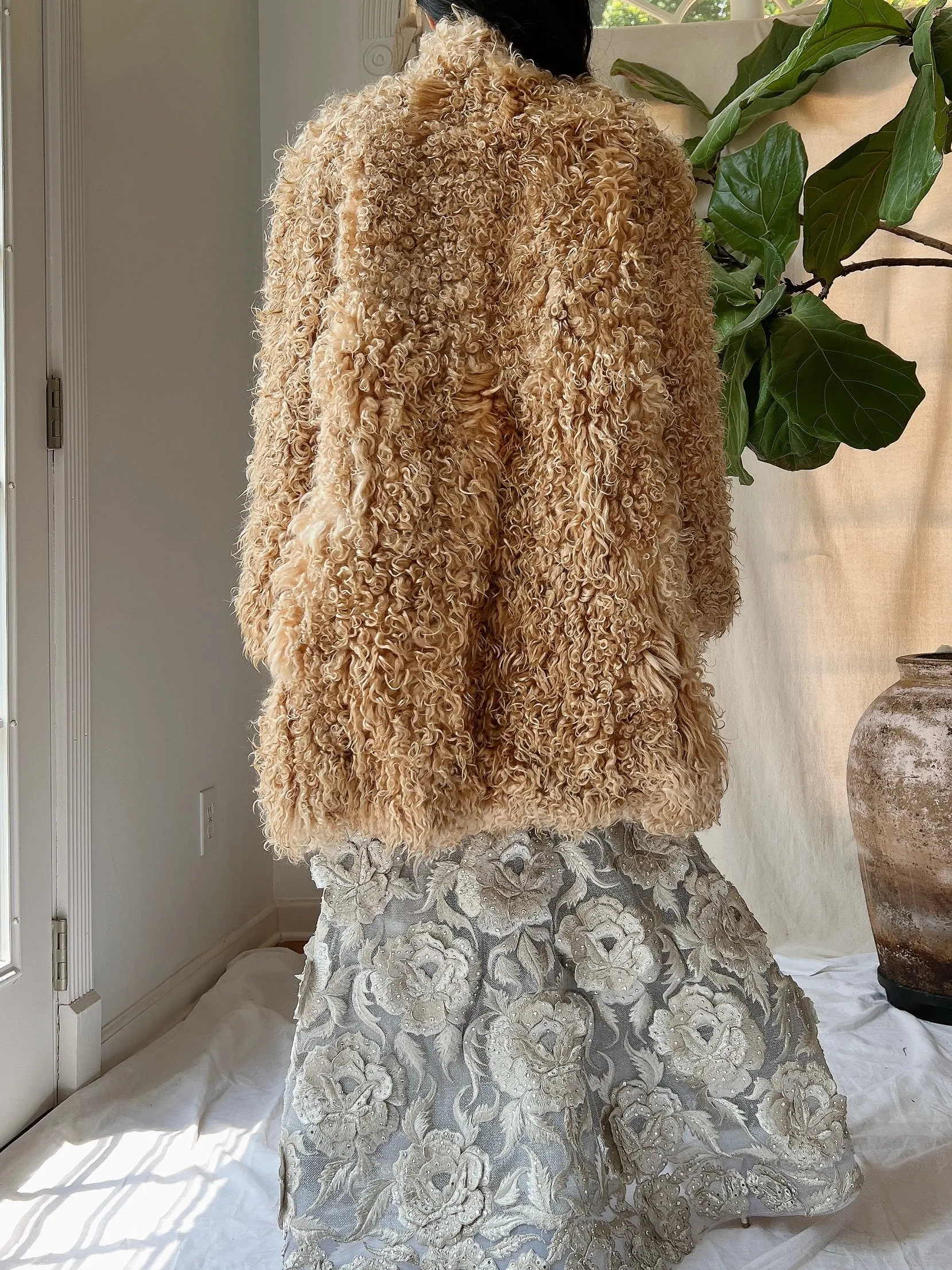 Vintage Curly Lamb Coat - S