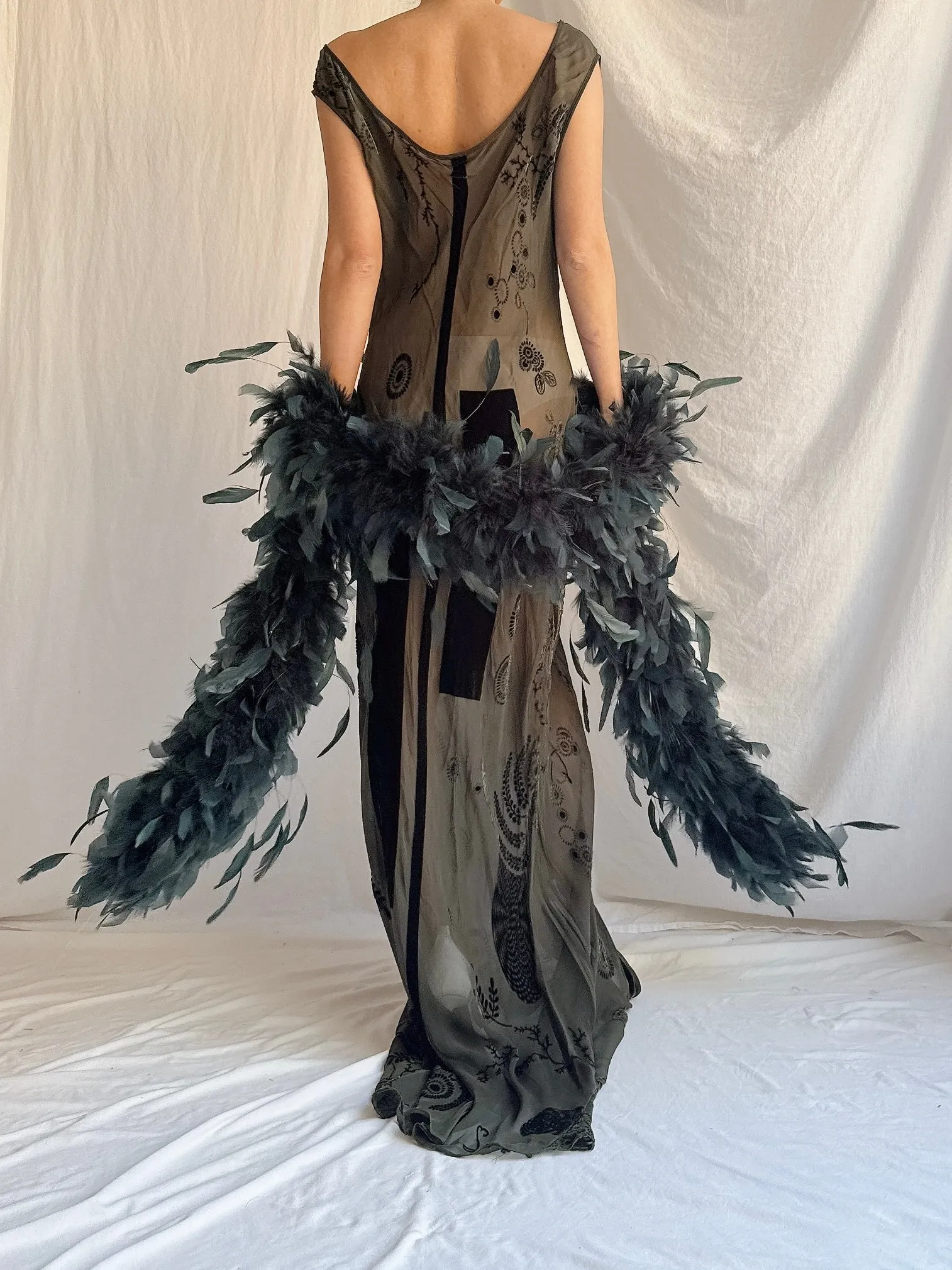 Vintage Dark Green Silk Helen David UK Gown - M