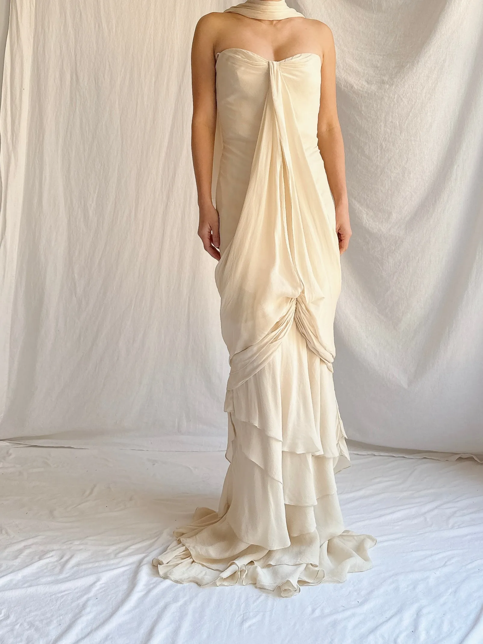 Vintage J Mendel Silk Draped Gown - S