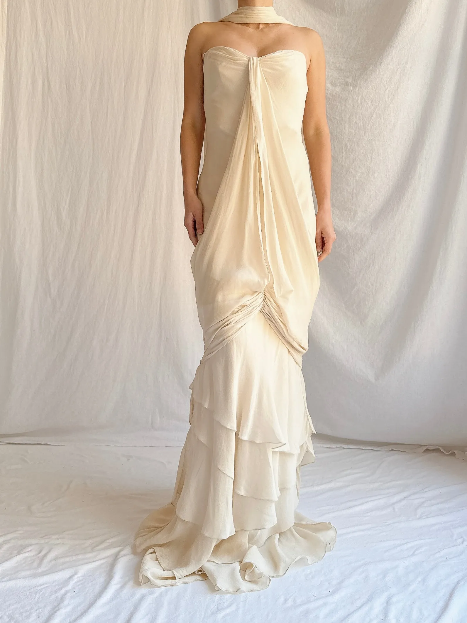 Vintage J Mendel Silk Draped Gown - S