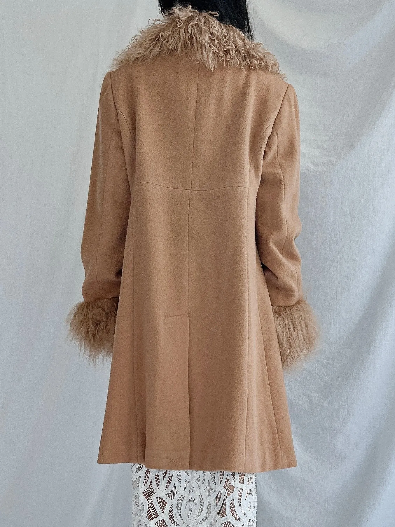 Vintage Mongolian Collar Camel Coat - M