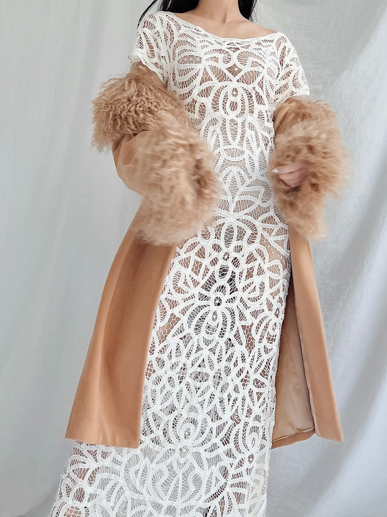 Vintage Mongolian Collar Camel Coat - M