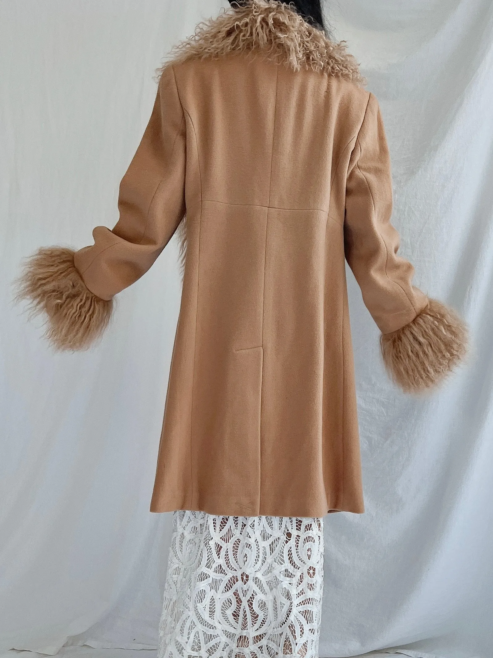 Vintage Mongolian Collar Camel Coat - M