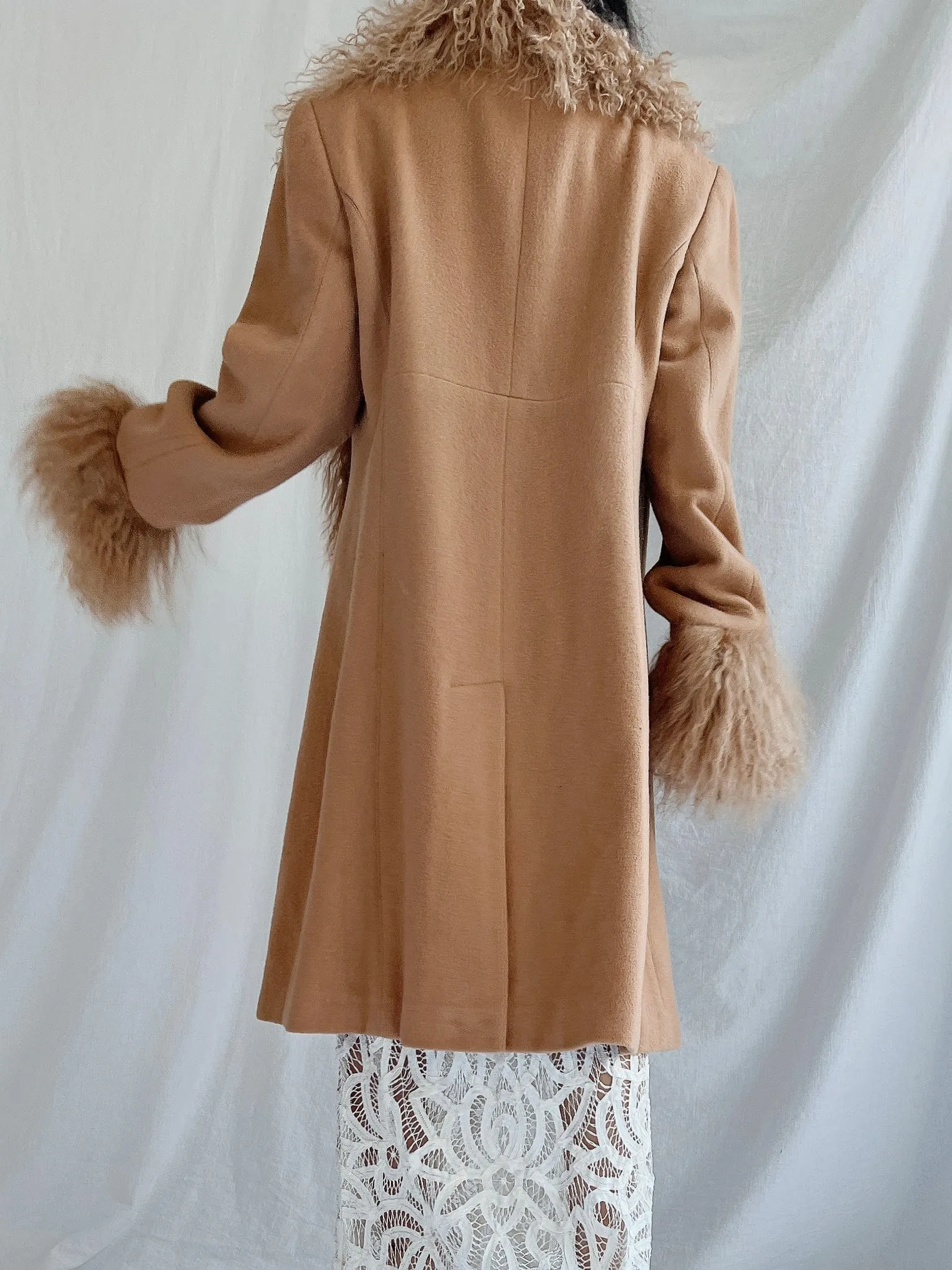 Vintage Mongolian Collar Camel Coat - M
