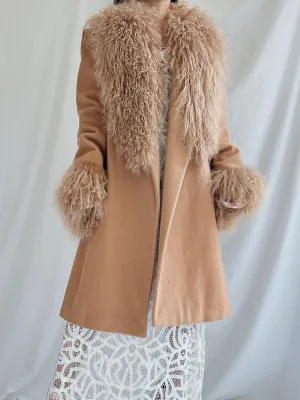 Vintage Mongolian Collar Camel Coat - M