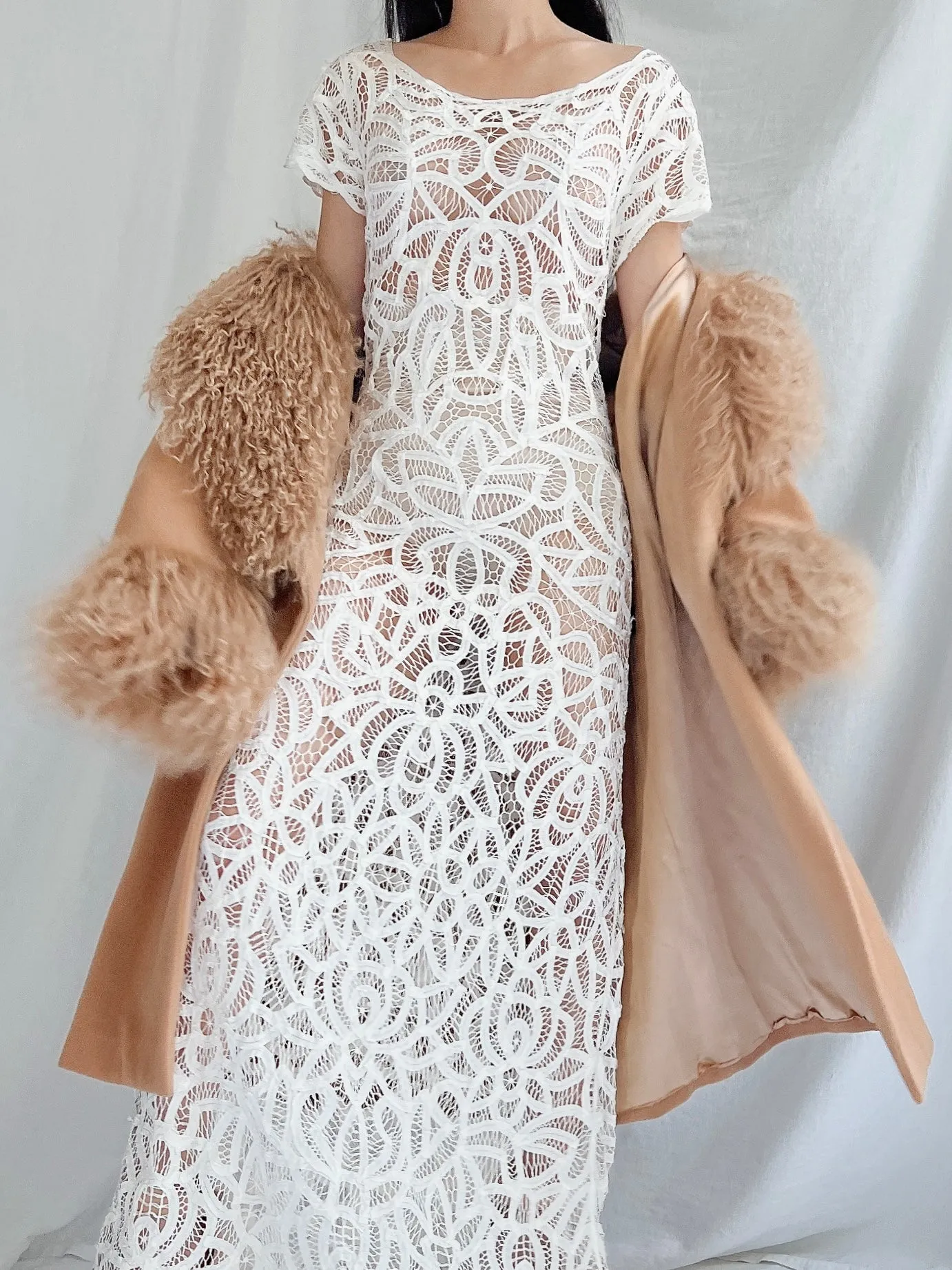 Vintage Mongolian Collar Camel Coat - M