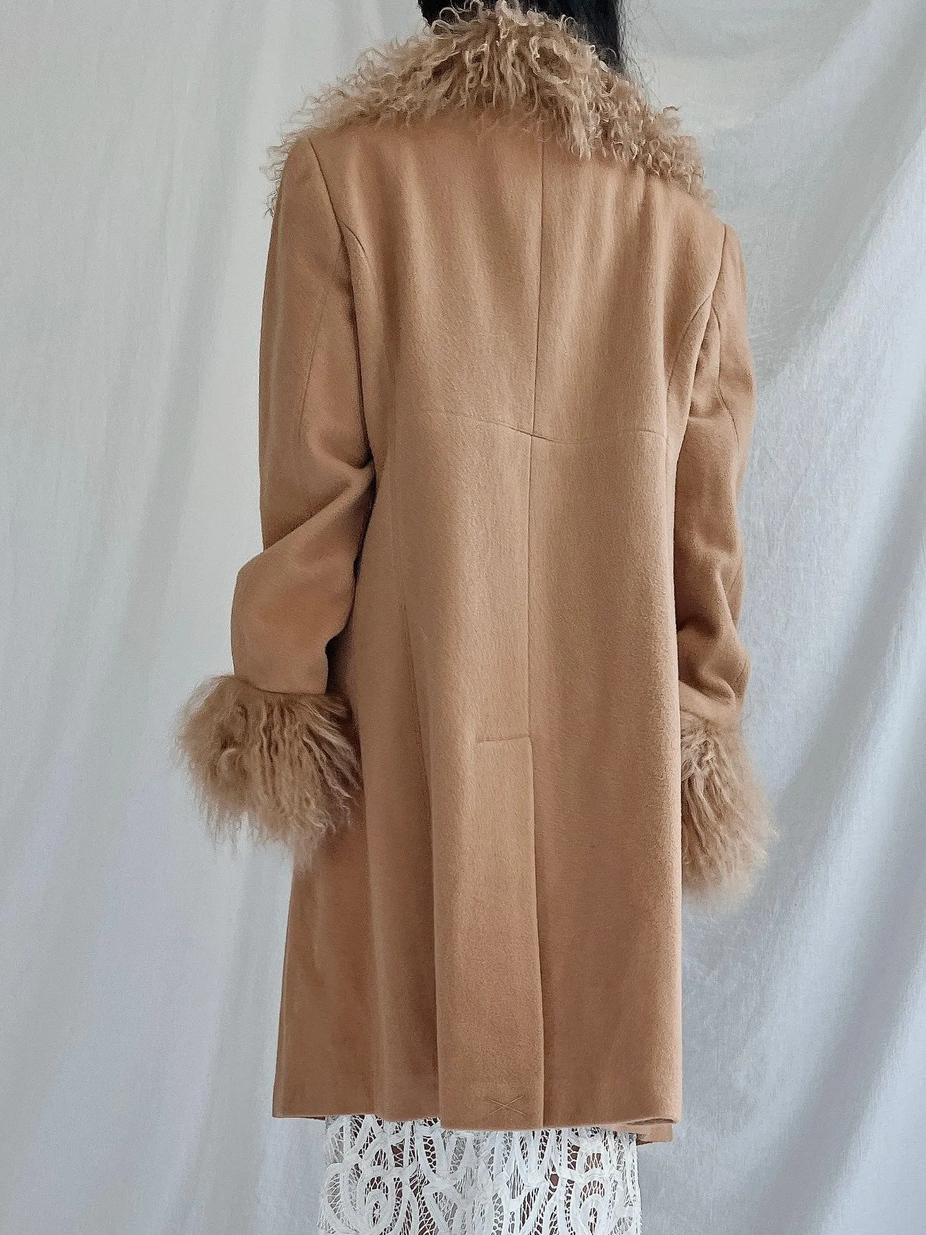 Vintage Mongolian Collar Camel Coat - M