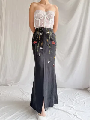 Vintage Oppio Italy Silk and Linen Skirt - M