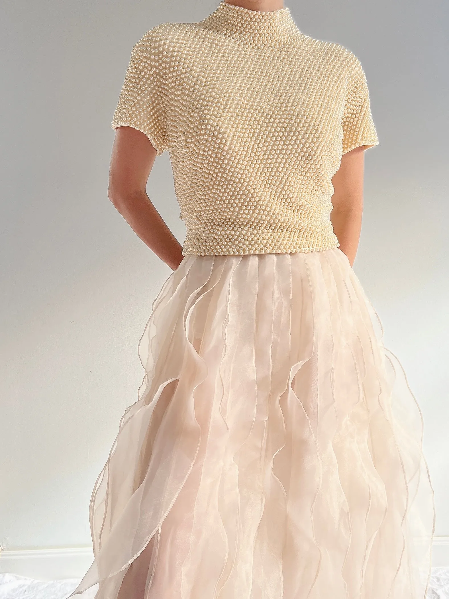 Vintage Pearl Beaded Top - M