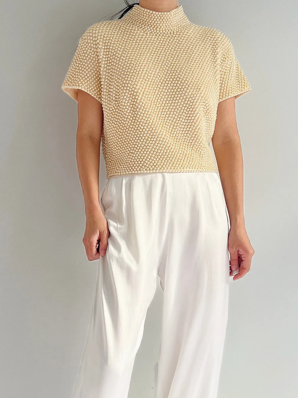 Vintage Pearl Beaded Top - M
