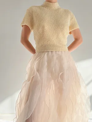 Vintage Pearl Beaded Top - M