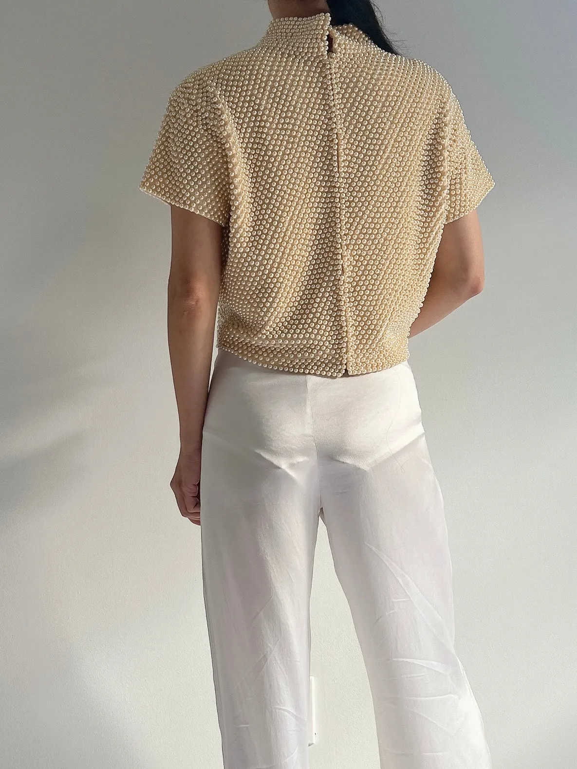 Vintage Pearl Beaded Top - M
