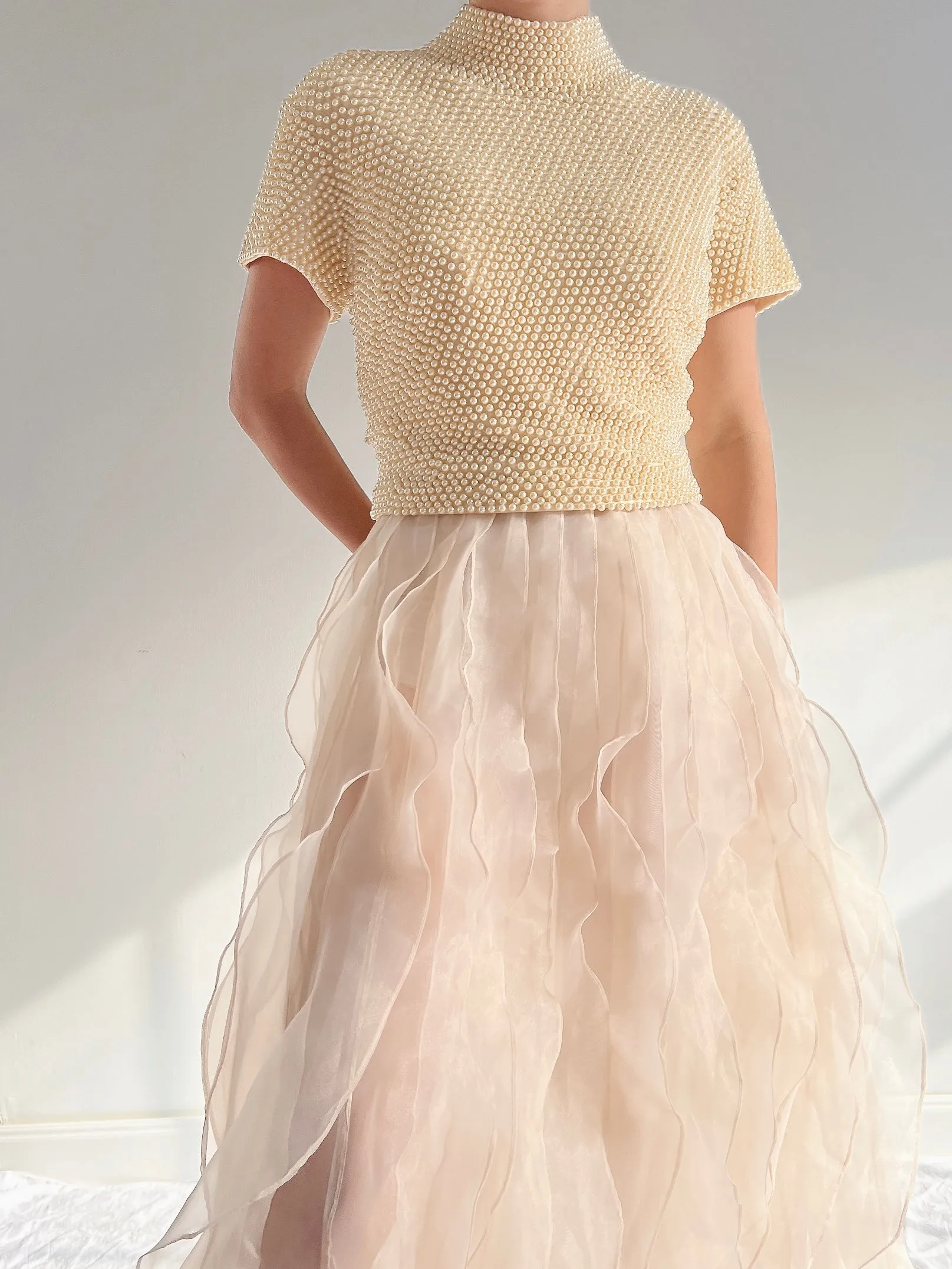 Vintage Pearl Beaded Top - M