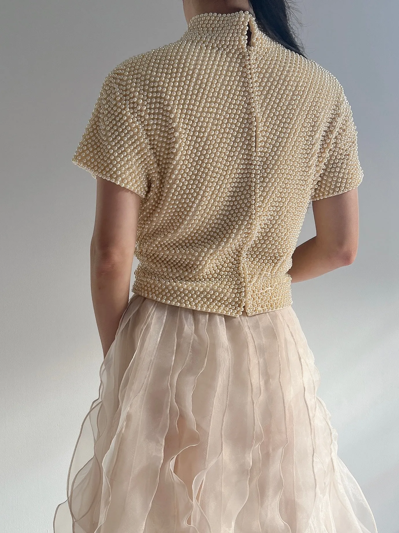 Vintage Pearl Beaded Top - M