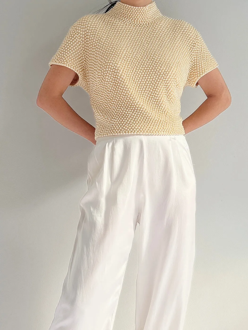 Vintage Pearl Beaded Top - M