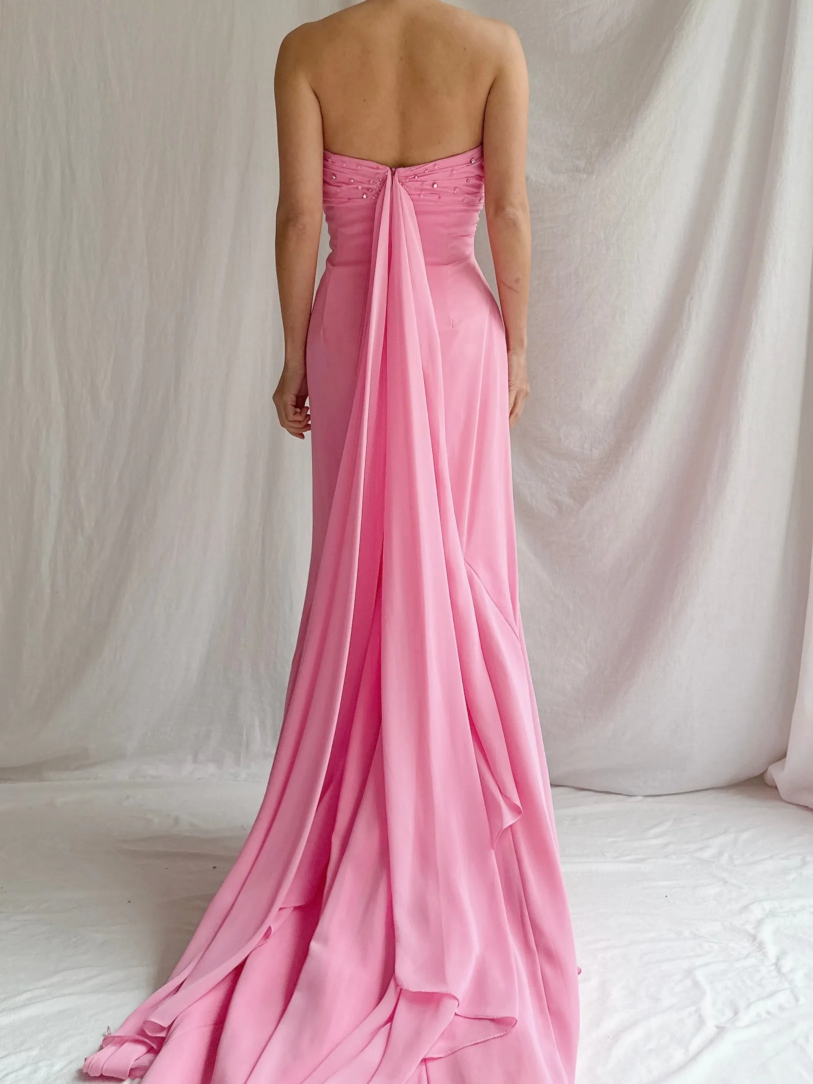 Vintage Pink/Sherbet Chiffon Gown - M