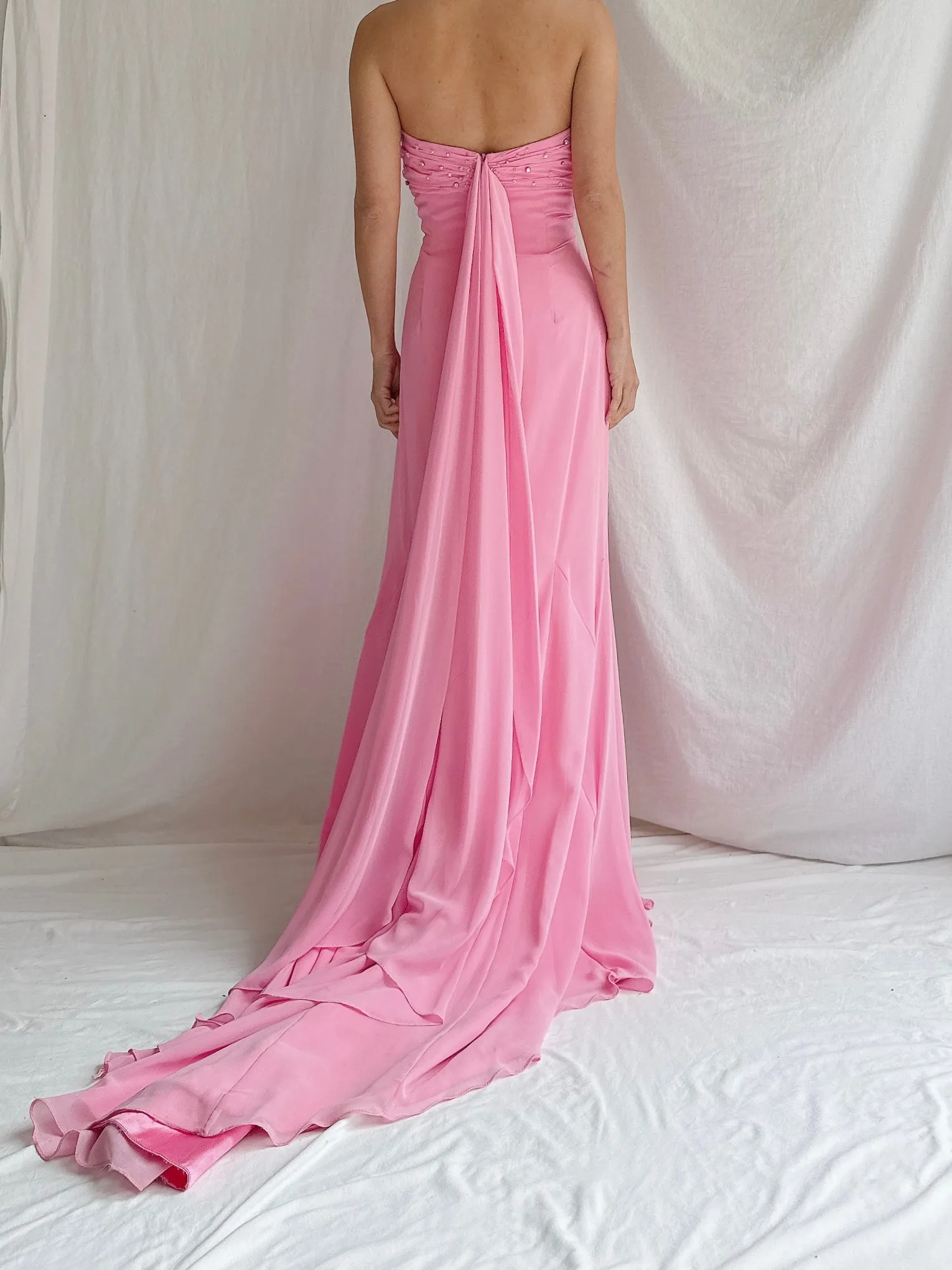 Vintage Pink/Sherbet Chiffon Gown - M