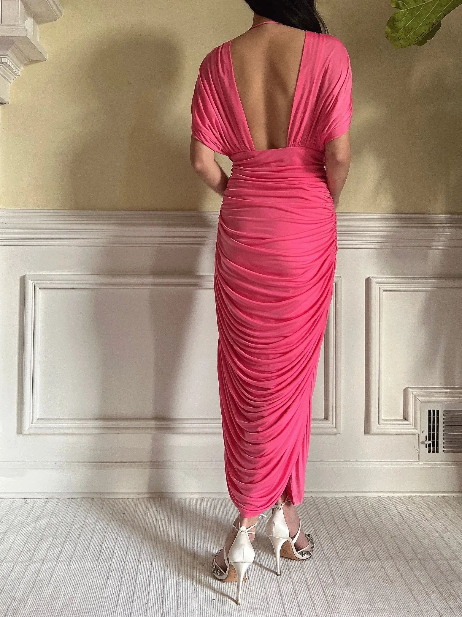 Vintage Plunging Jersey Dress - S