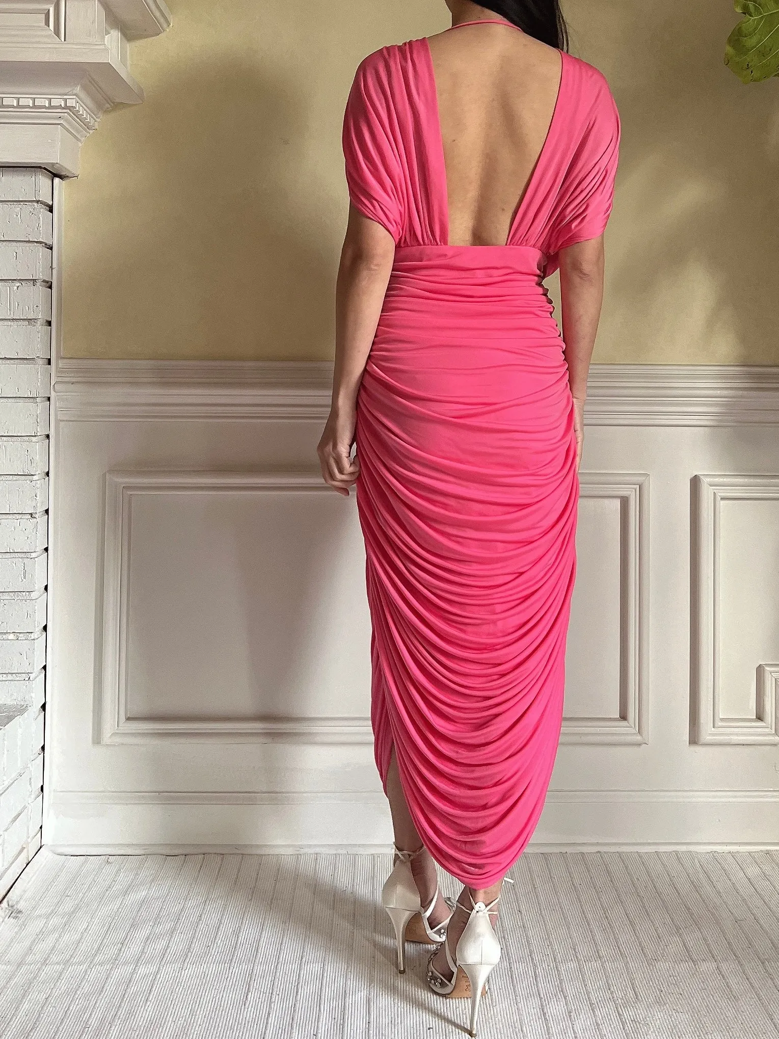 Vintage Plunging Jersey Dress - S