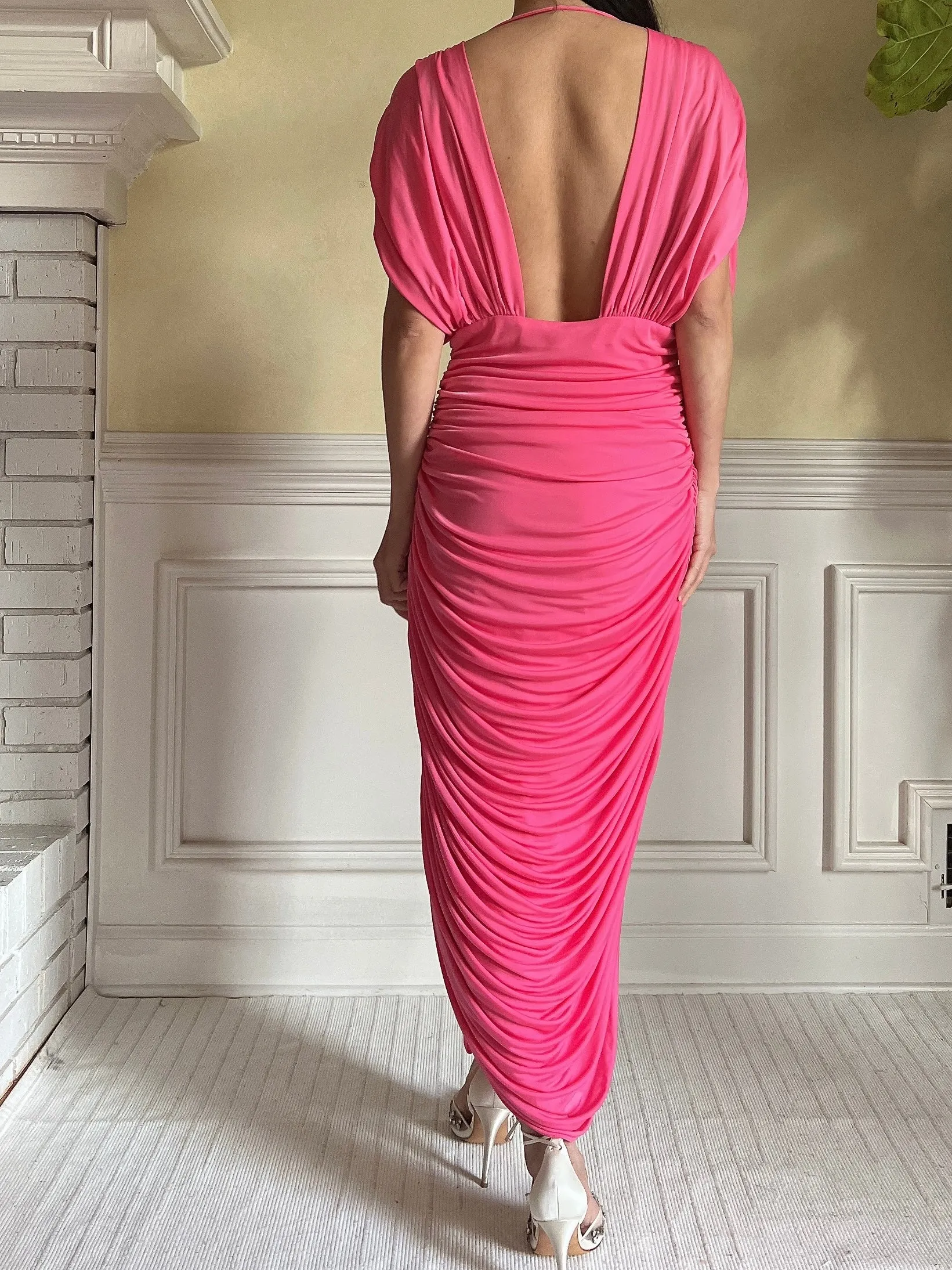 Vintage Plunging Jersey Dress - S