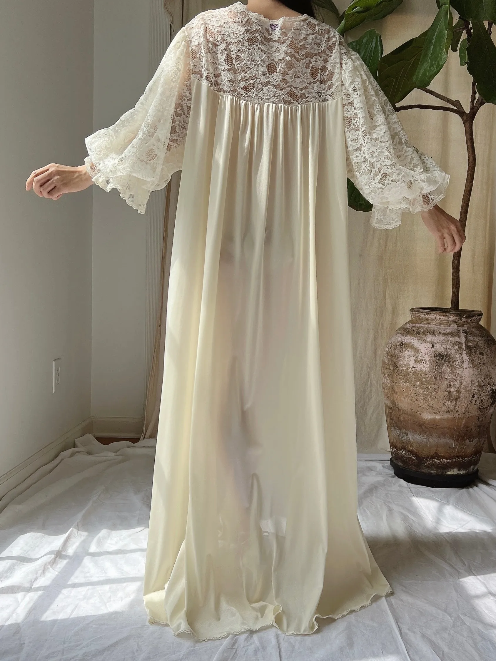 Vintage Puff Sleeves Dressing Gown - OSFM