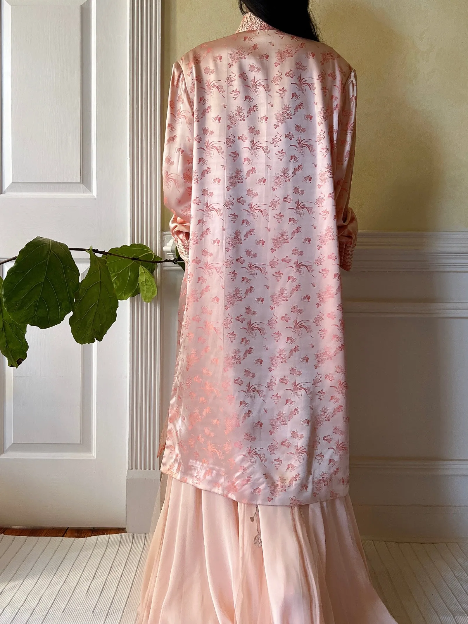 Vintage Satin Brocade Duster - M