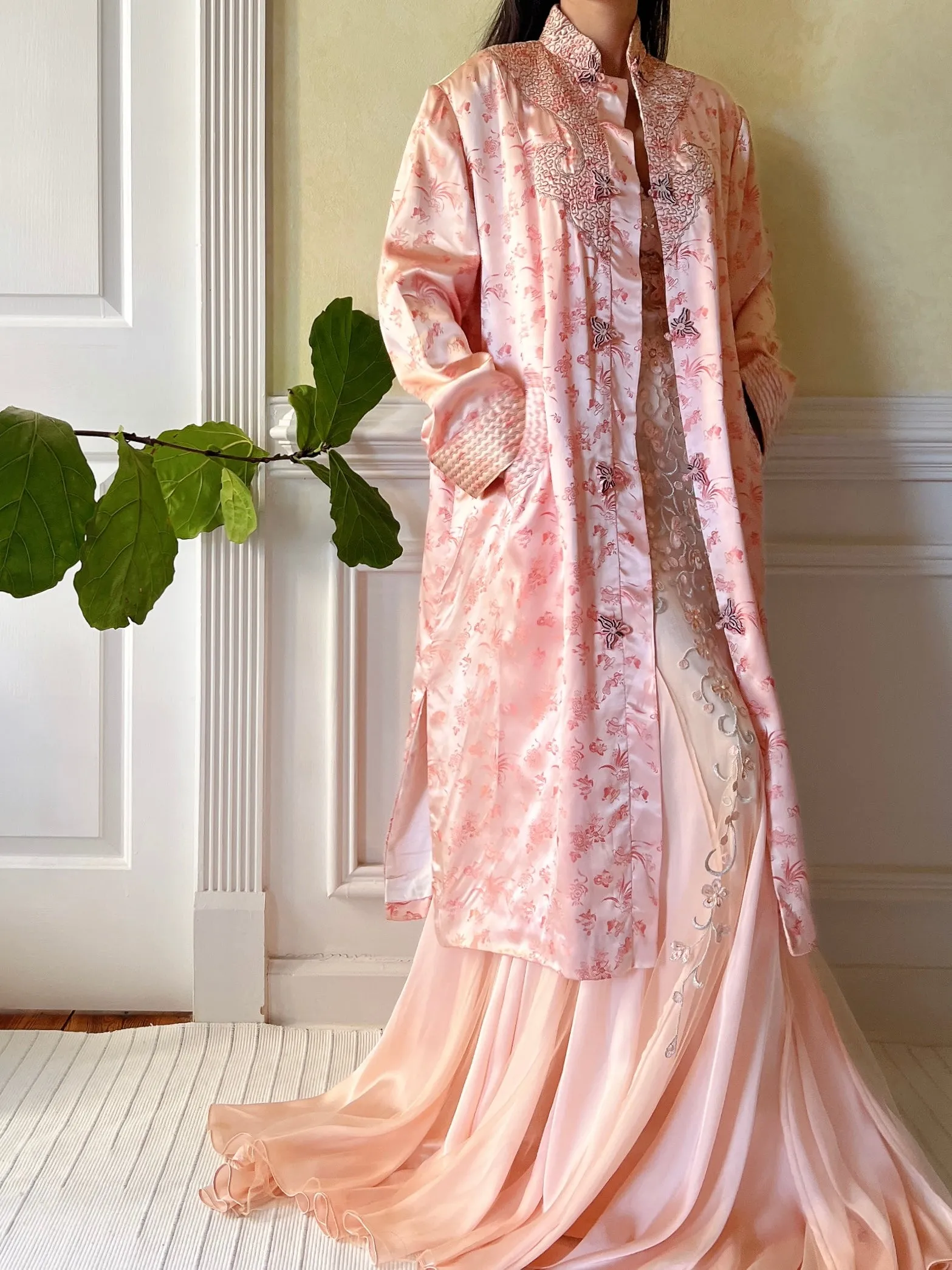 Vintage Satin Brocade Duster - M