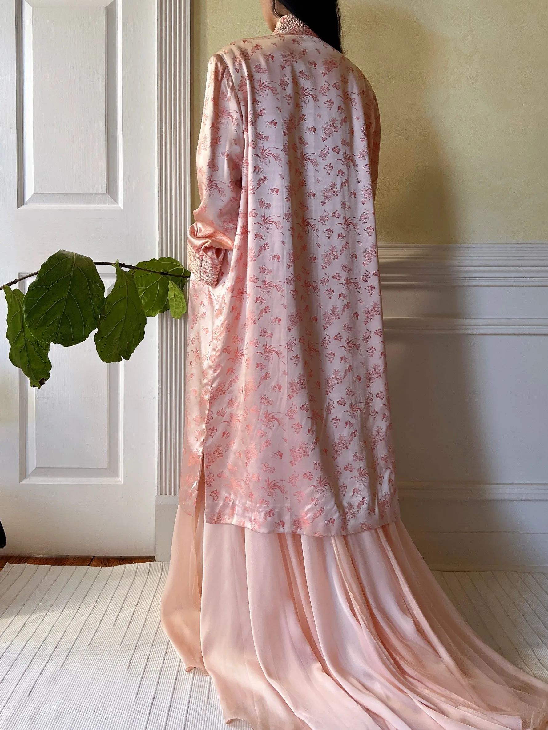 Vintage Satin Brocade Duster - M