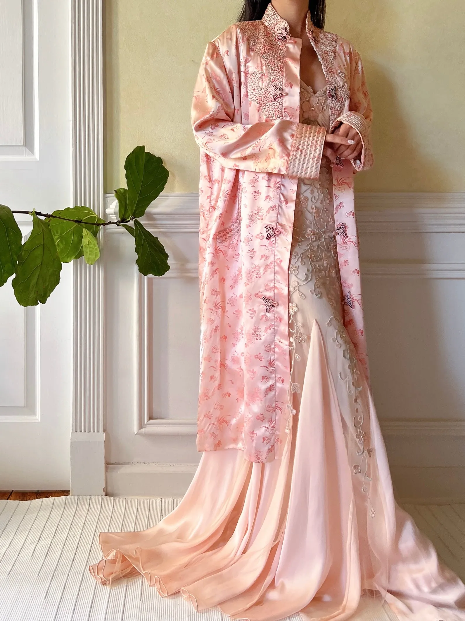 Vintage Satin Brocade Duster - M