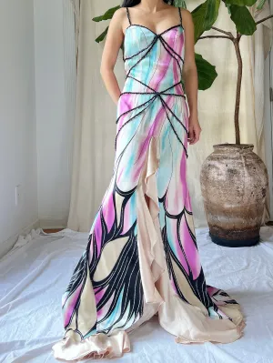Vintage Satin Dragonfly Gown - M