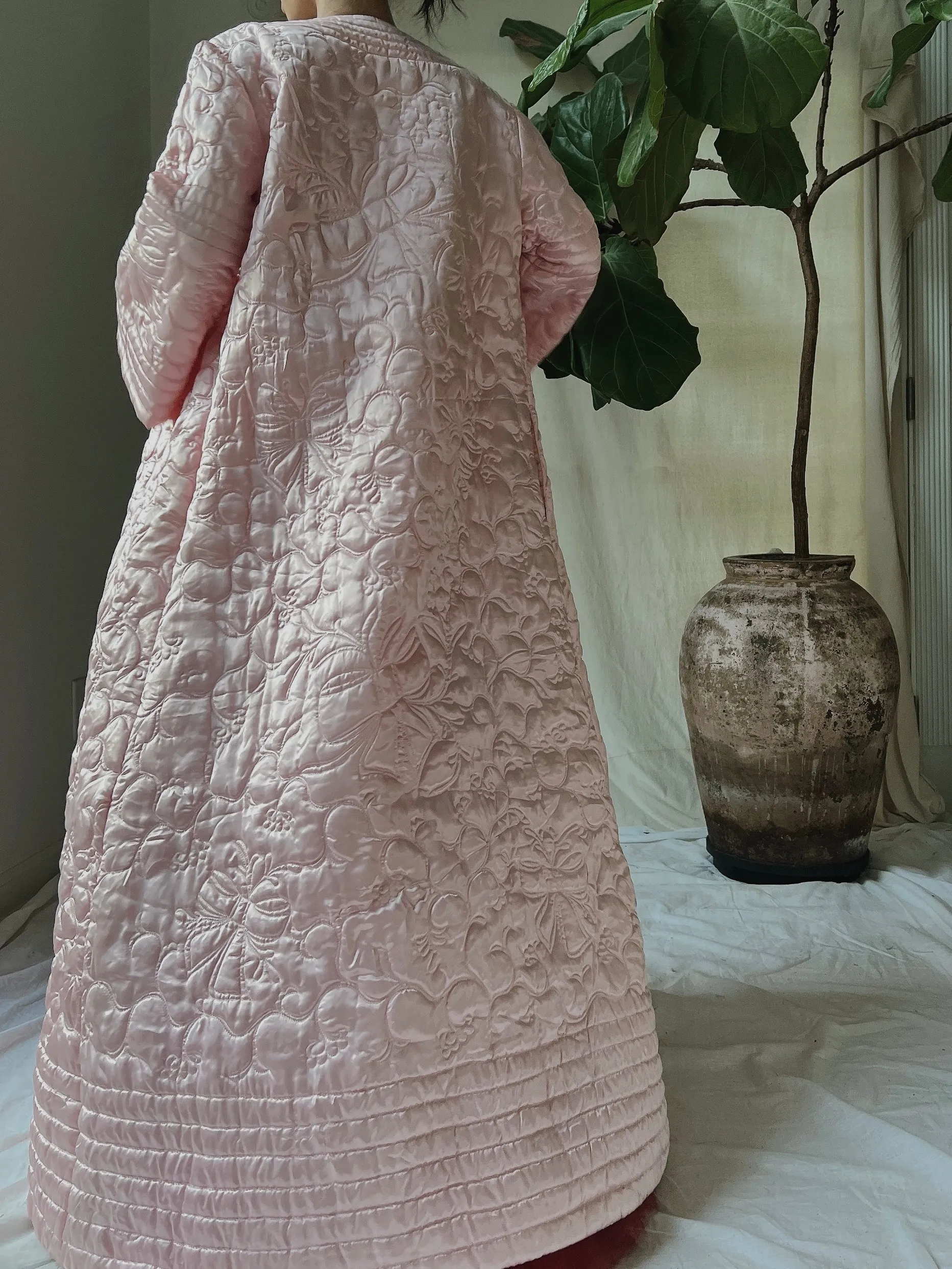 Vintage Satin Quilted Coat - M