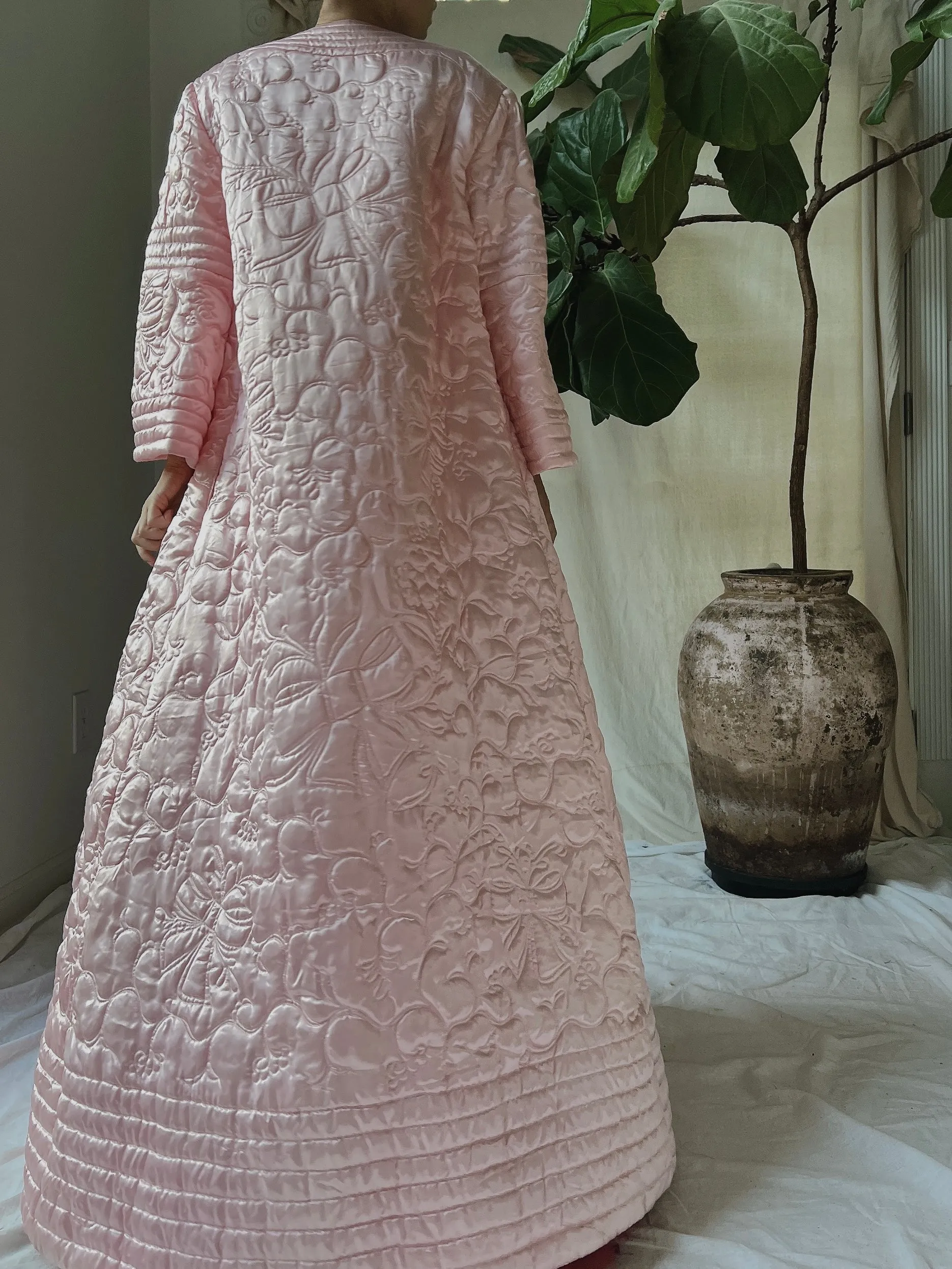Vintage Satin Quilted Coat - M