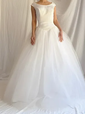 Vintage Satin/Tulle Basque Waist Gown - M