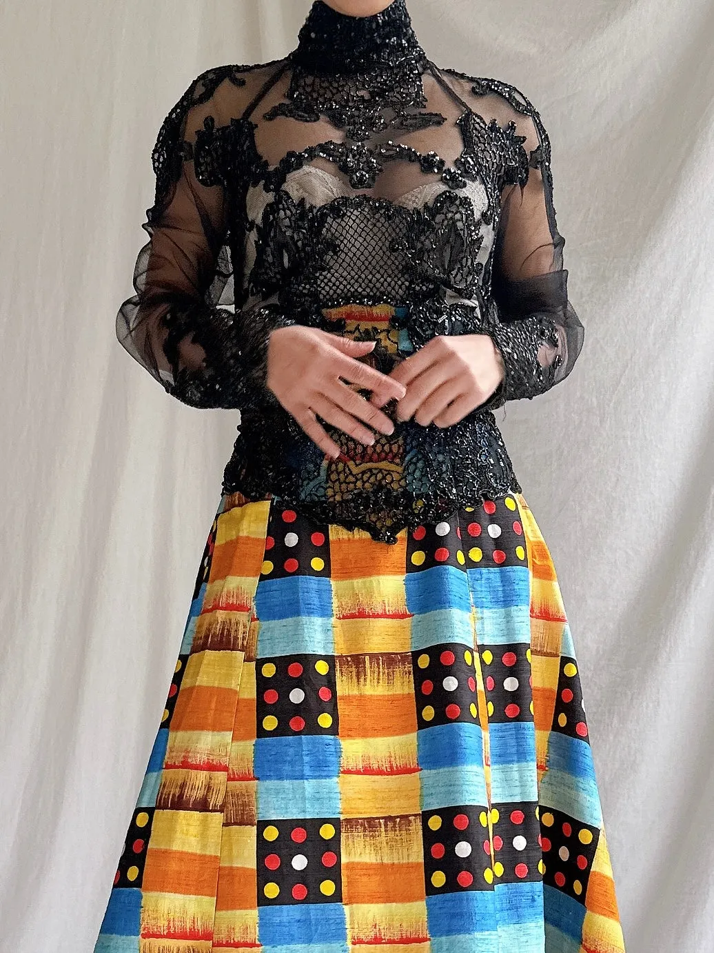 Vintage Sheer Beaded Top - M