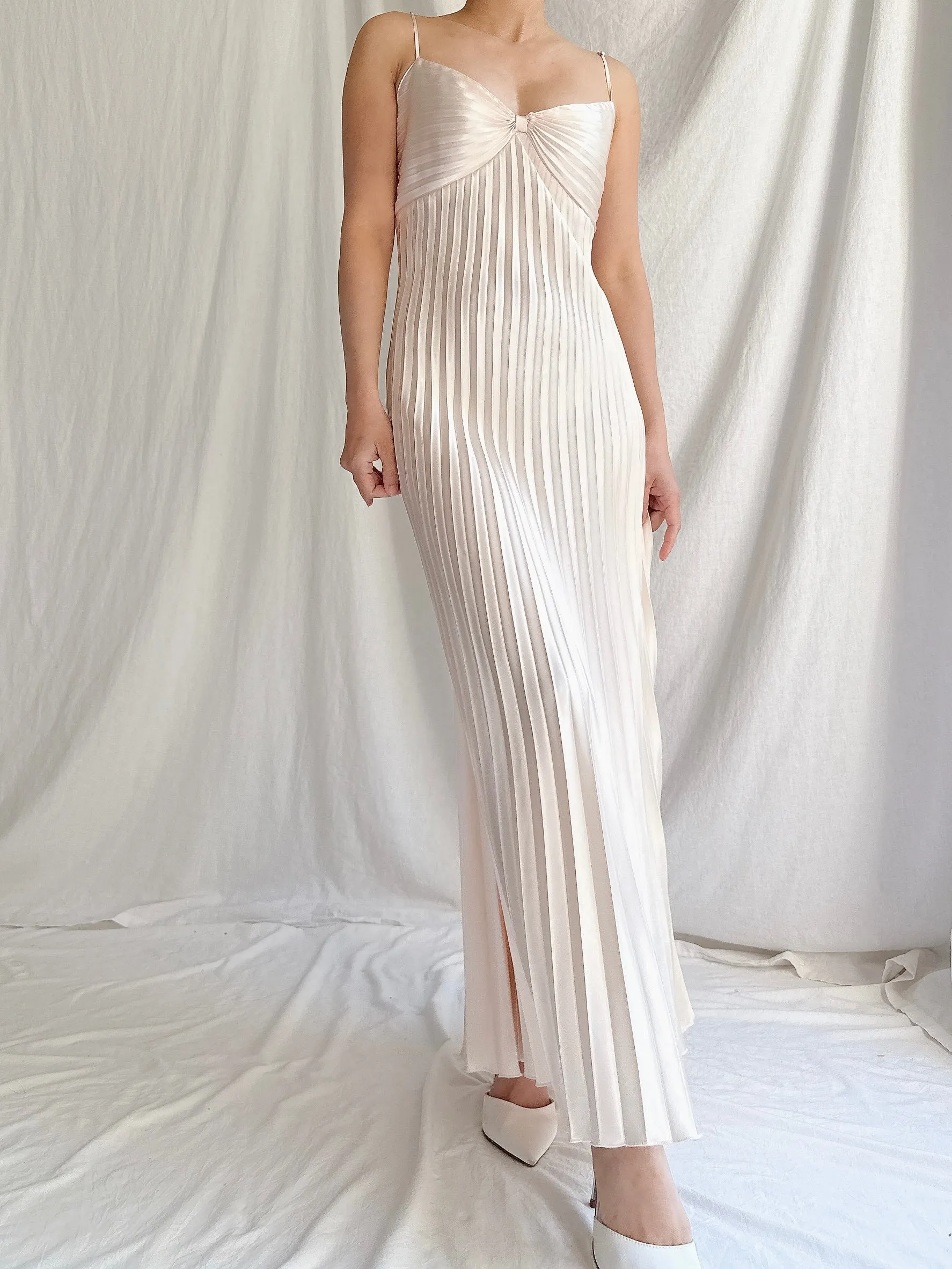 Vintage Shell Pink Satin Dress - M