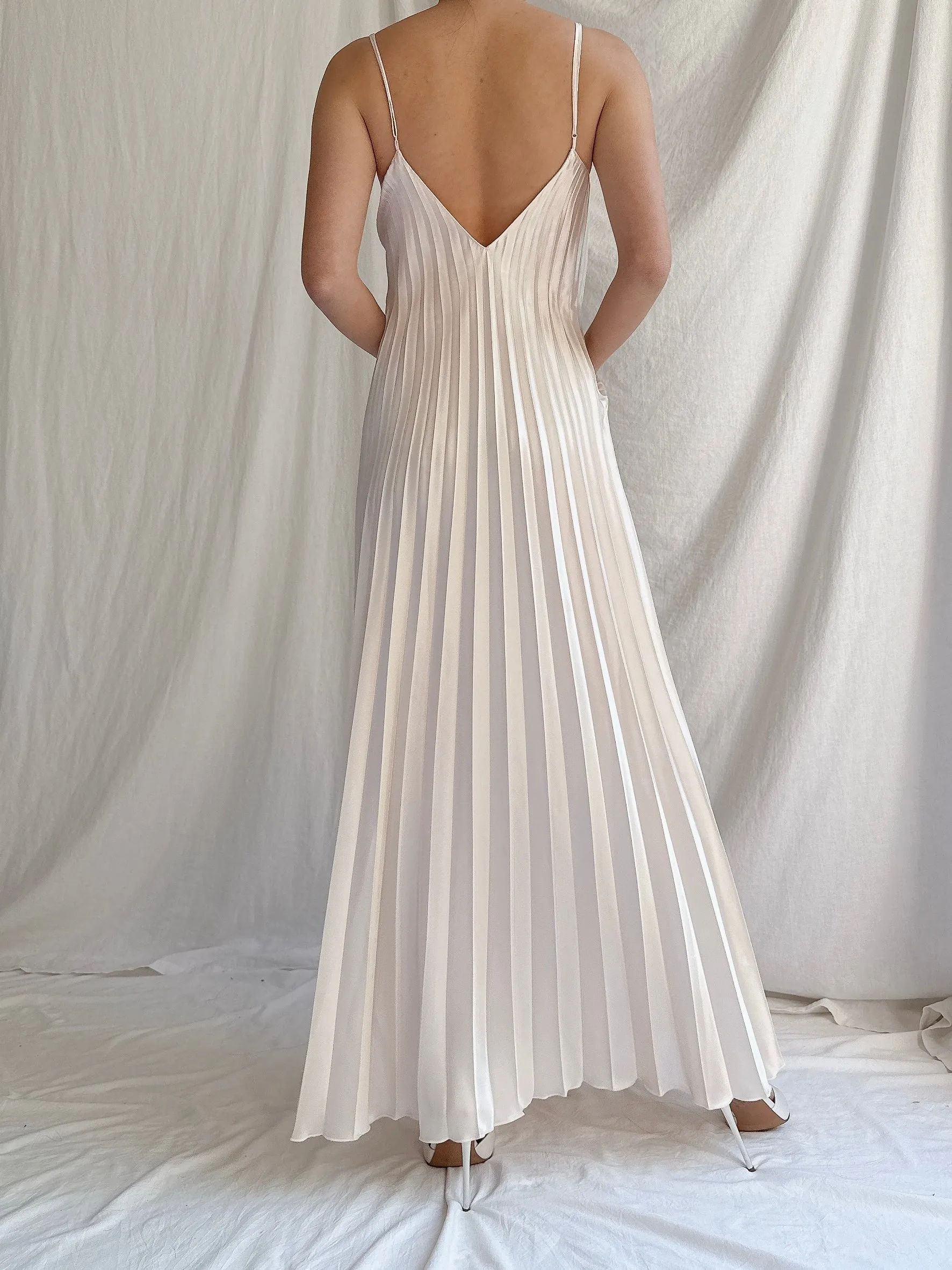 Vintage Shell Pink Satin Dress - M