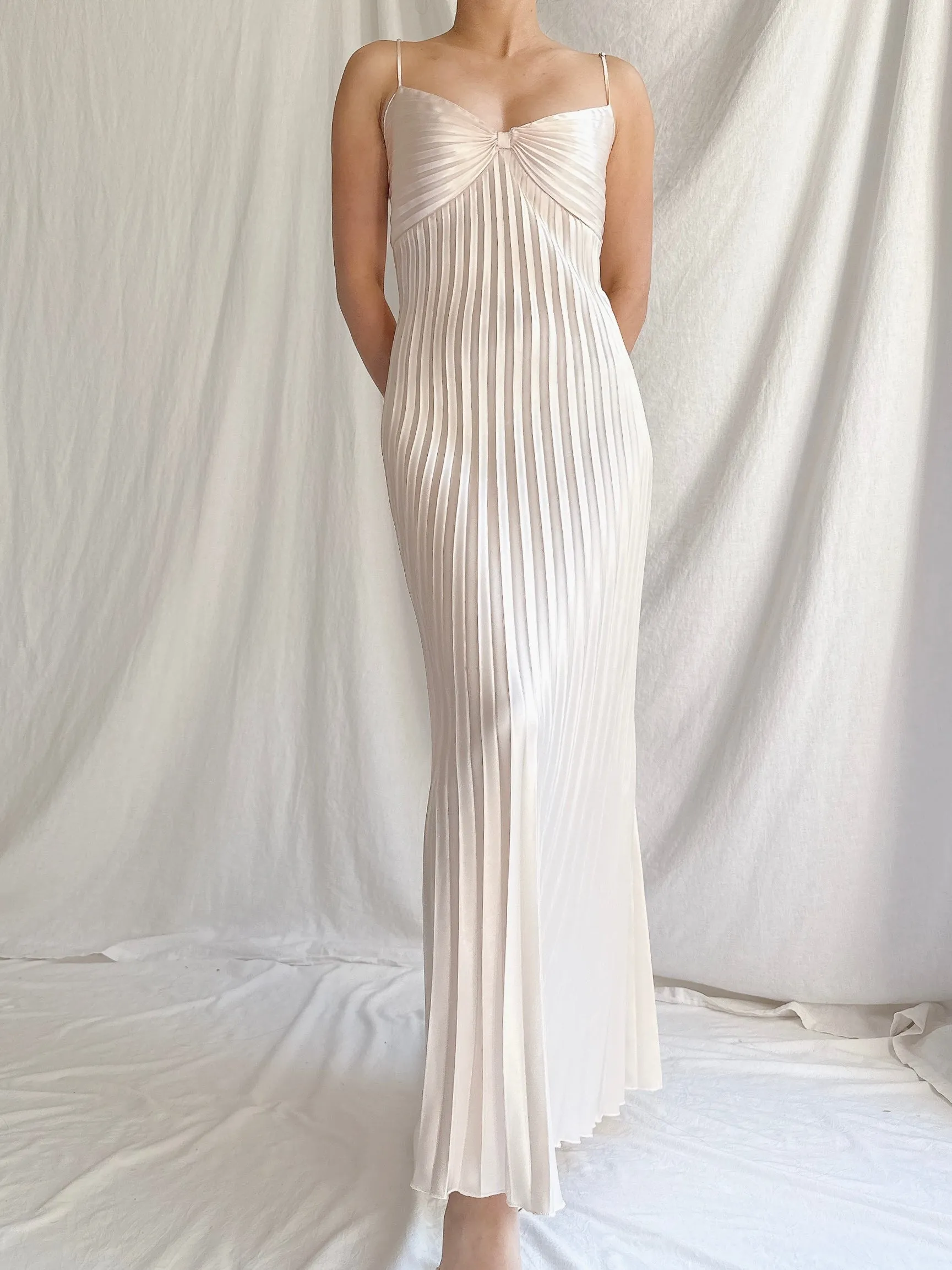 Vintage Shell Pink Satin Dress - M