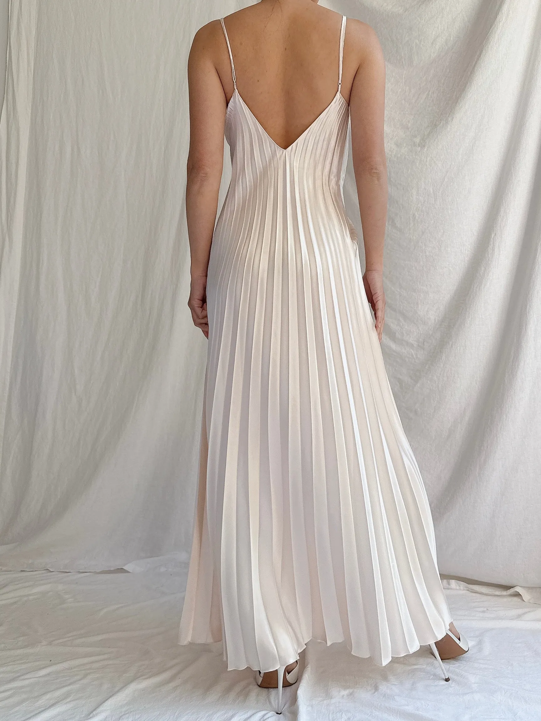 Vintage Shell Pink Satin Dress - M