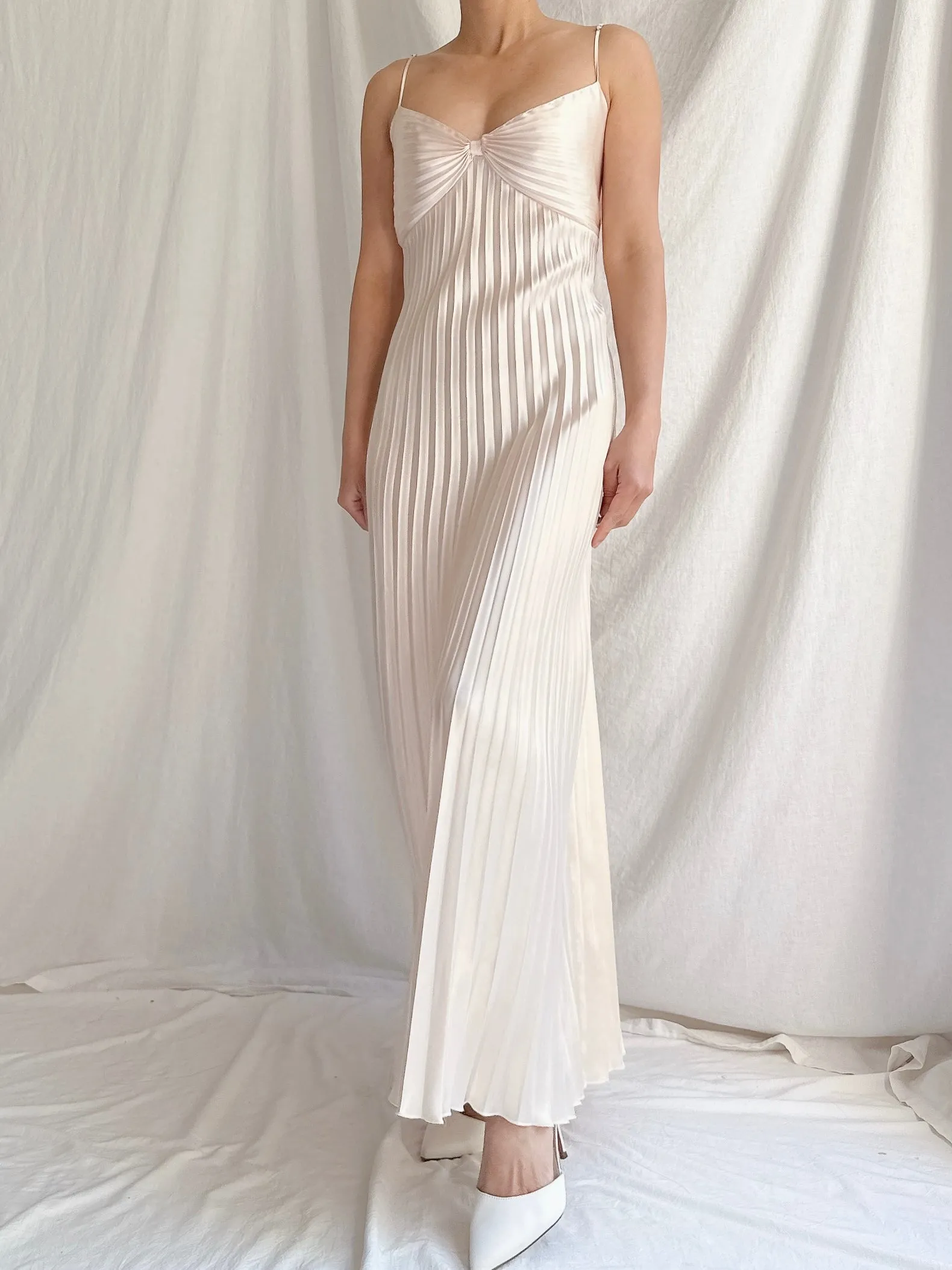 Vintage Shell Pink Satin Dress - M