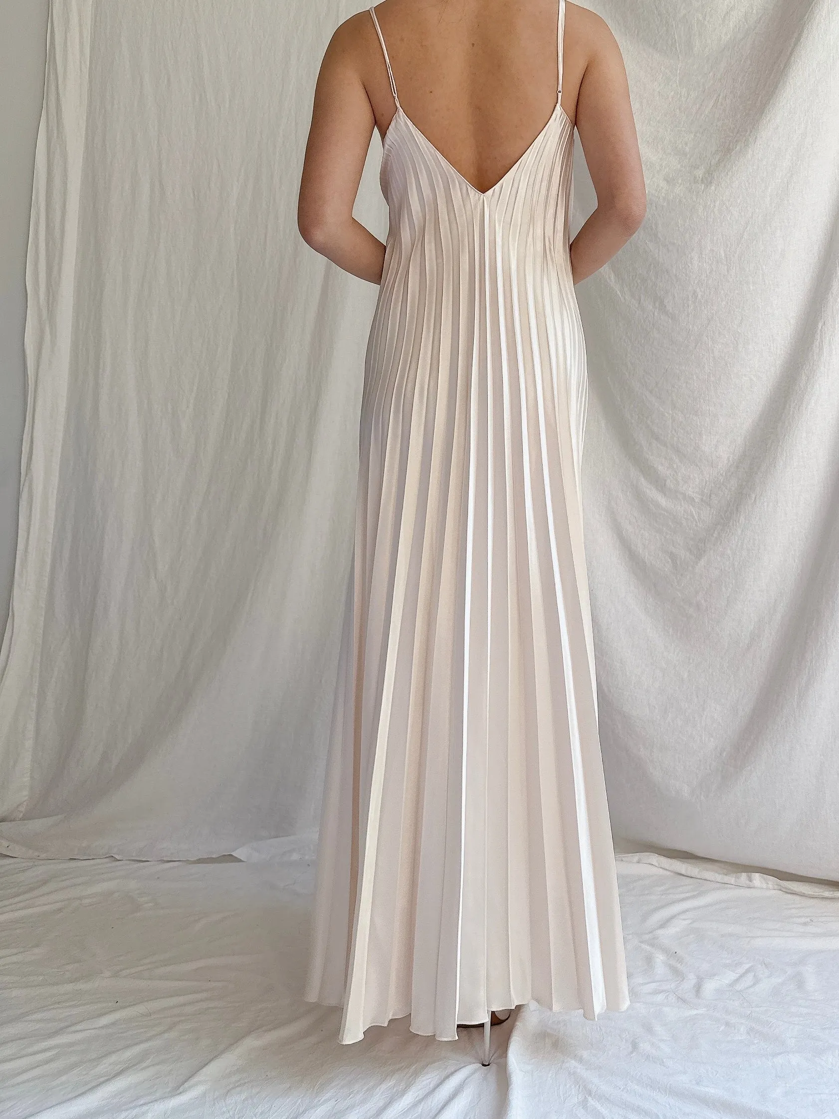 Vintage Shell Pink Satin Dress - M