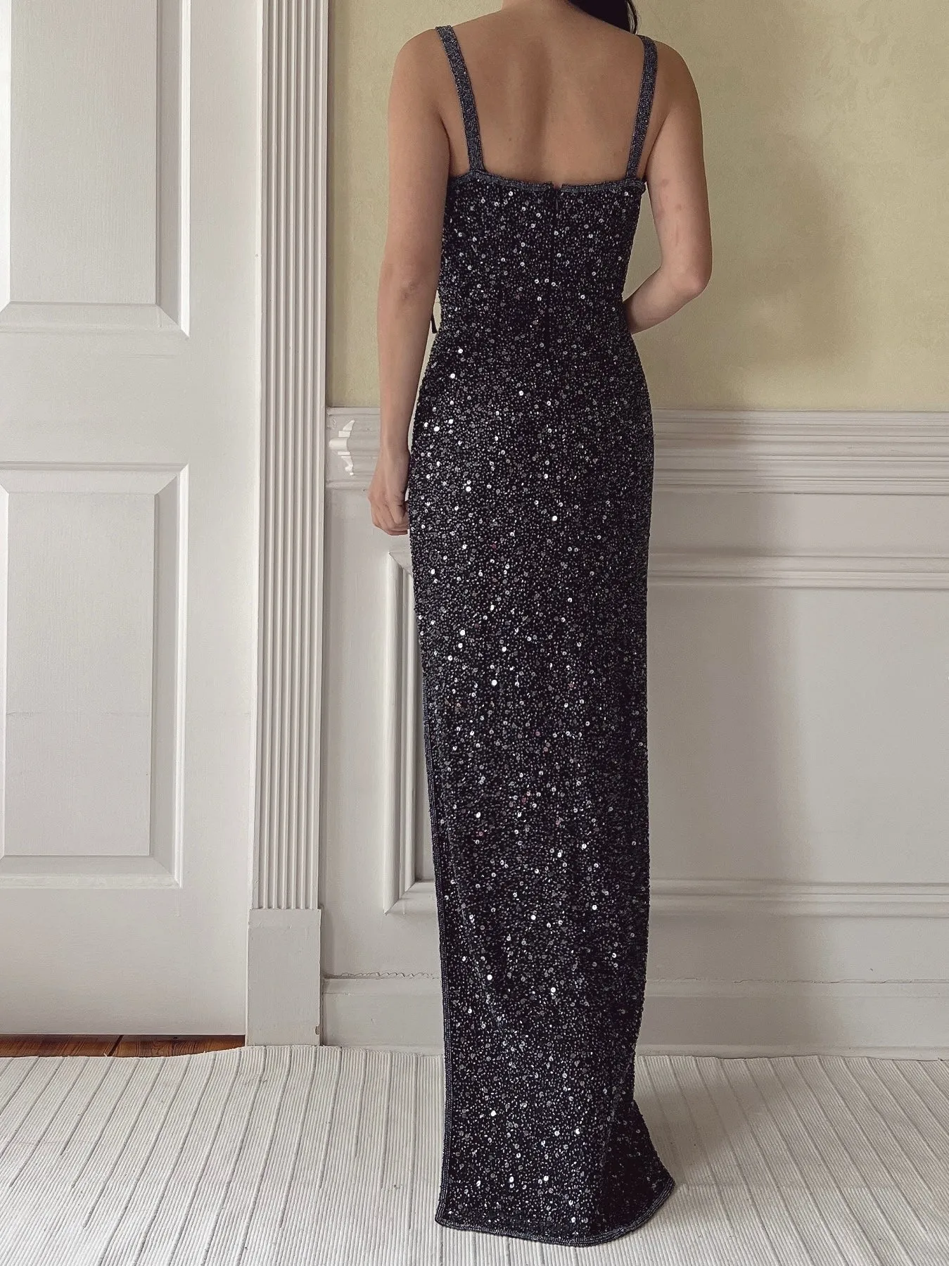 Vintage Silk Beaded Dress - S