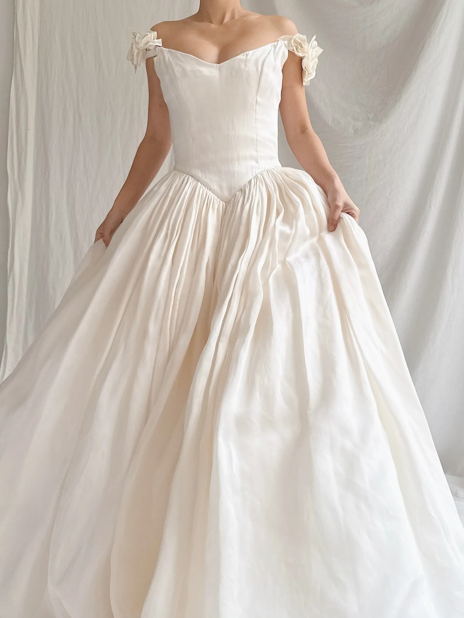 Vintage Silk Organza Off-the-Shoulder Gown - XS/2