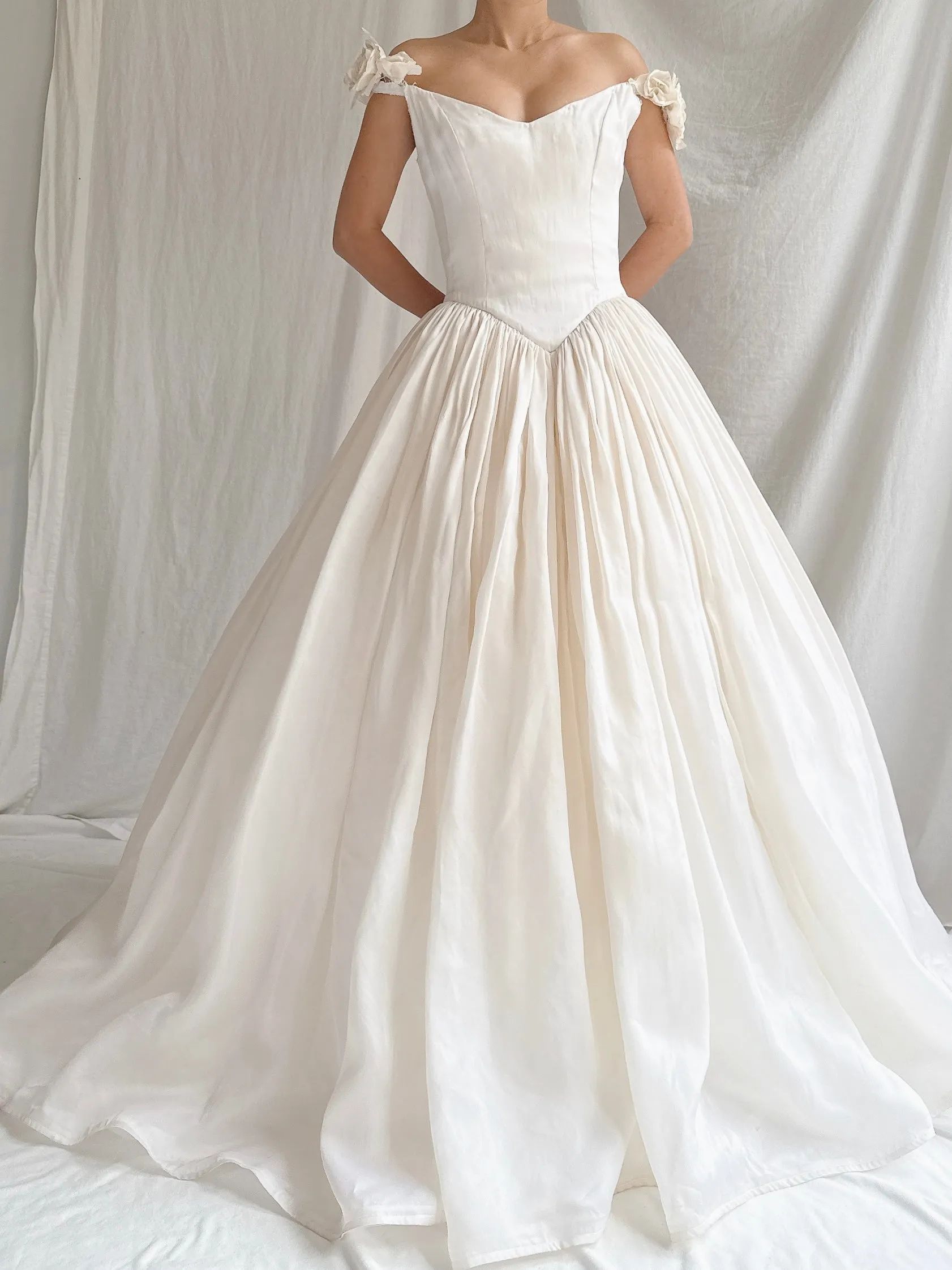 Vintage Silk Organza Off-the-Shoulder Gown - XS/2