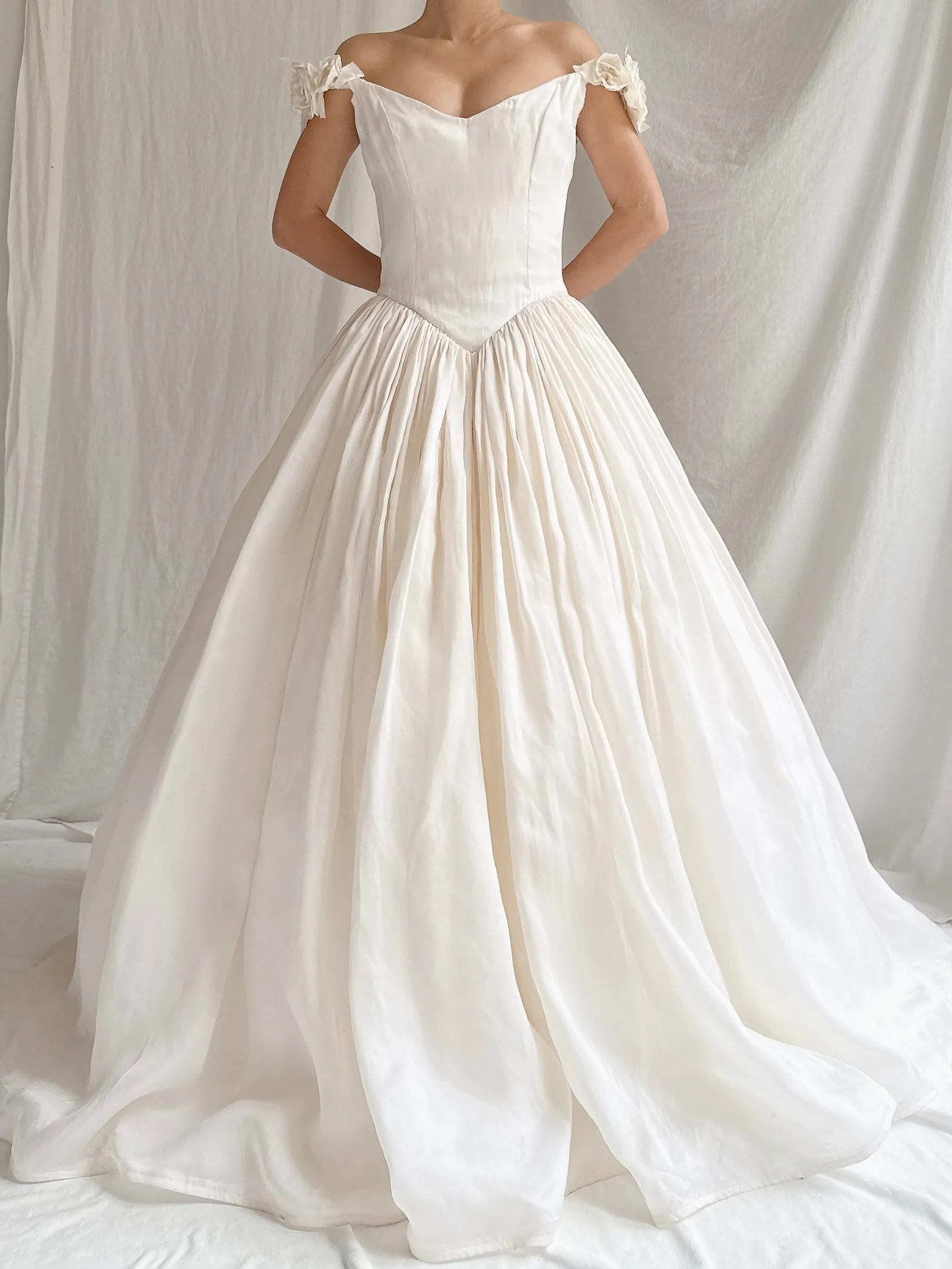 Vintage Silk Organza Off-the-Shoulder Gown - XS/2