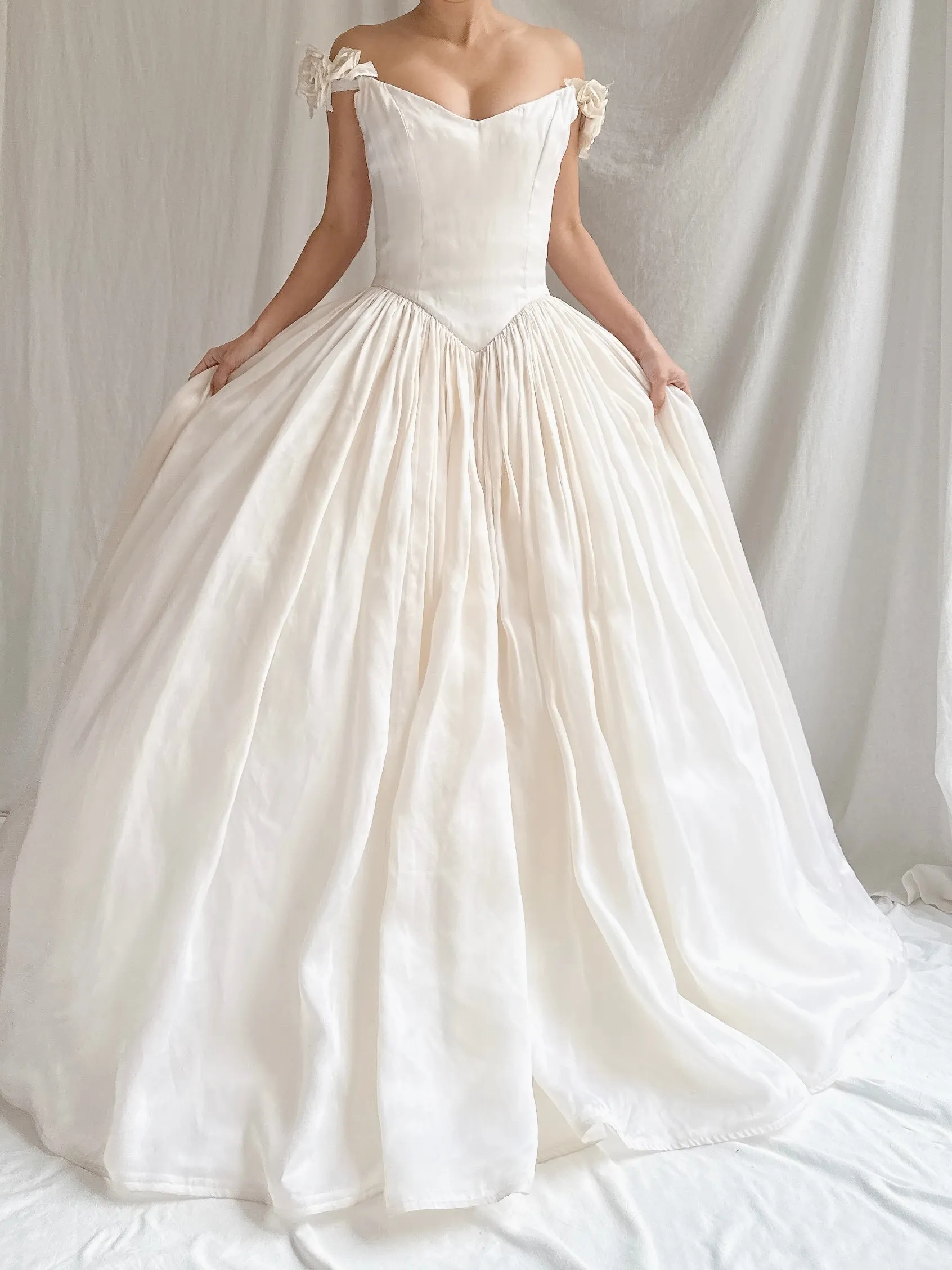 Vintage Silk Organza Off-the-Shoulder Gown - XS/2